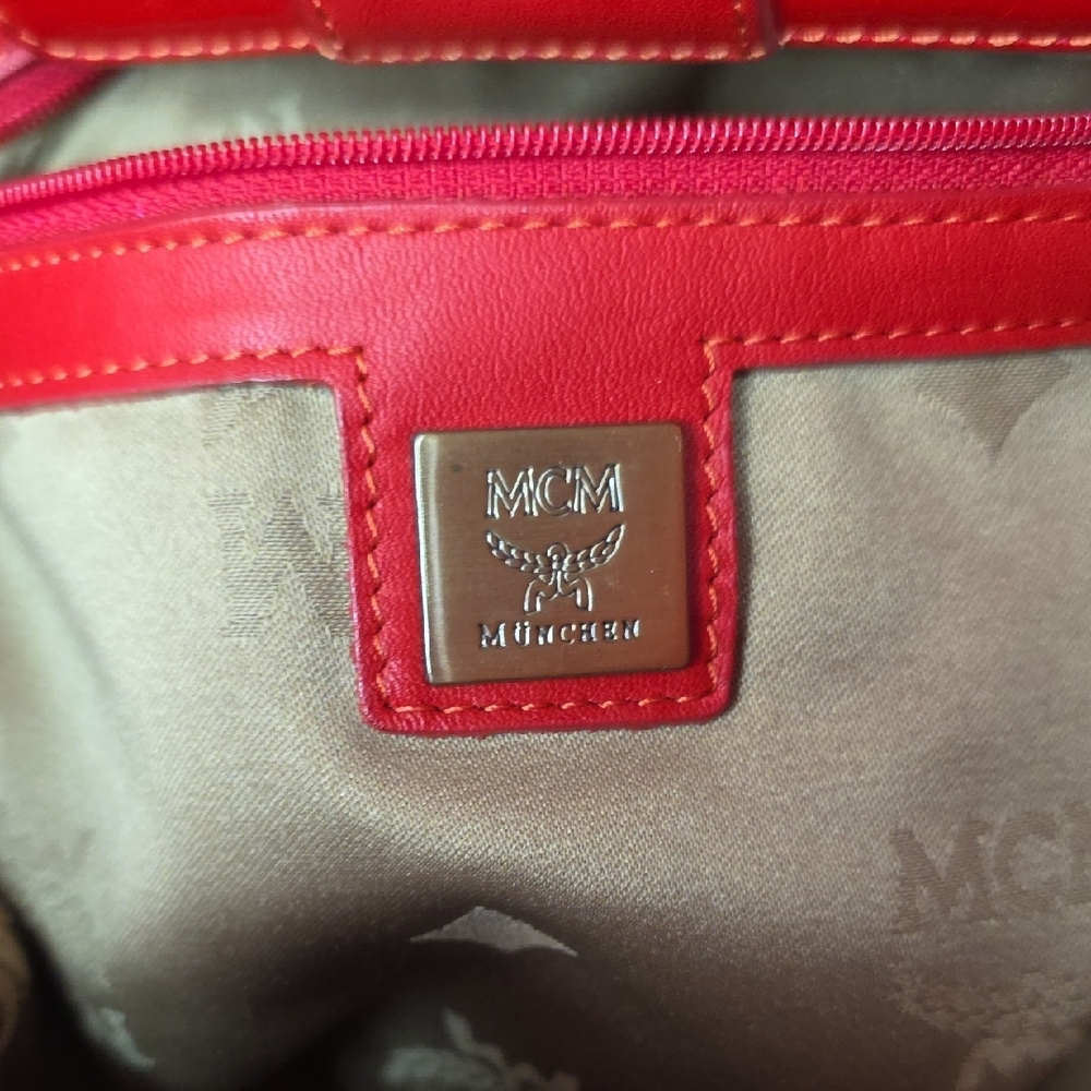 MCM Red Quilted Shoulder Bag EUC - Picture 6 of 10